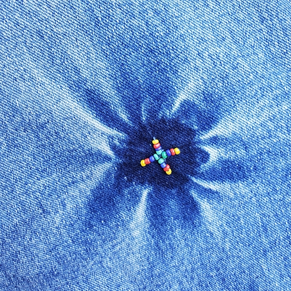 Y2K Mid Rise Beaded Dyed Cotton Jeans - Picture 8 of 10